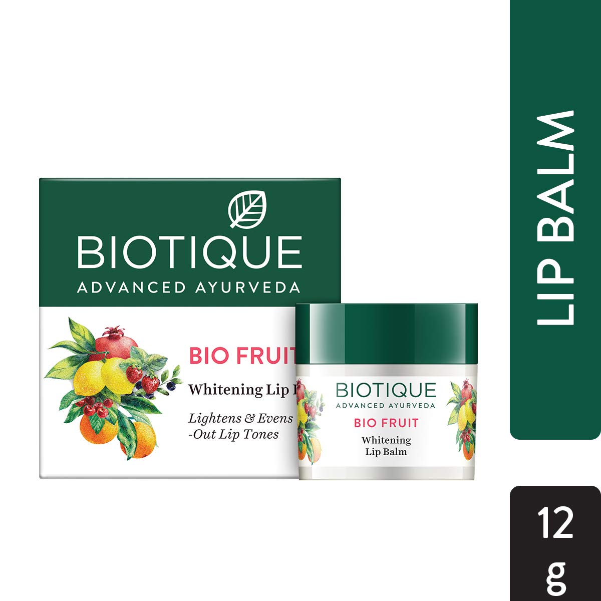 Biotique Bio Fruit Whitening Lip Balm, 12g & Biotique Bio Kelp Protein Shampoo for Falling Hair Intensive Hair Regrowth Treatment, 180ml