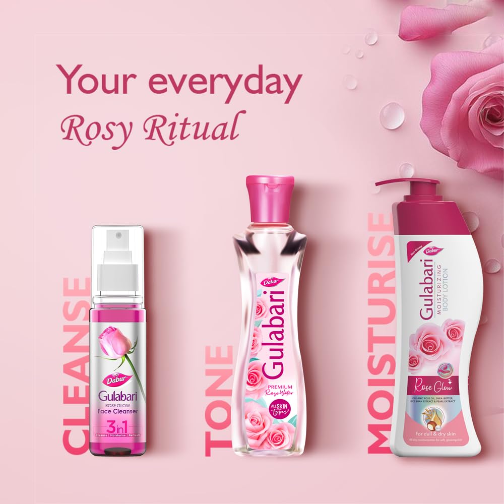 Dabur Gulabari Premium Rose Water with No Paraben for Cleansing and Toning, 120 ml