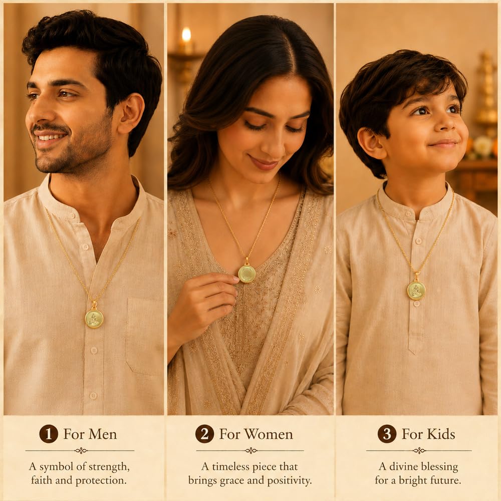 DIVINITI 24K Gold Plated Double-Sided Religious Pendant with Premium Gift Box, Spiritual Locket for Men & Women, Devotional Jewellery for Gifting & Everyday Wear | Shiva & Mahamrityunjaya Mantra