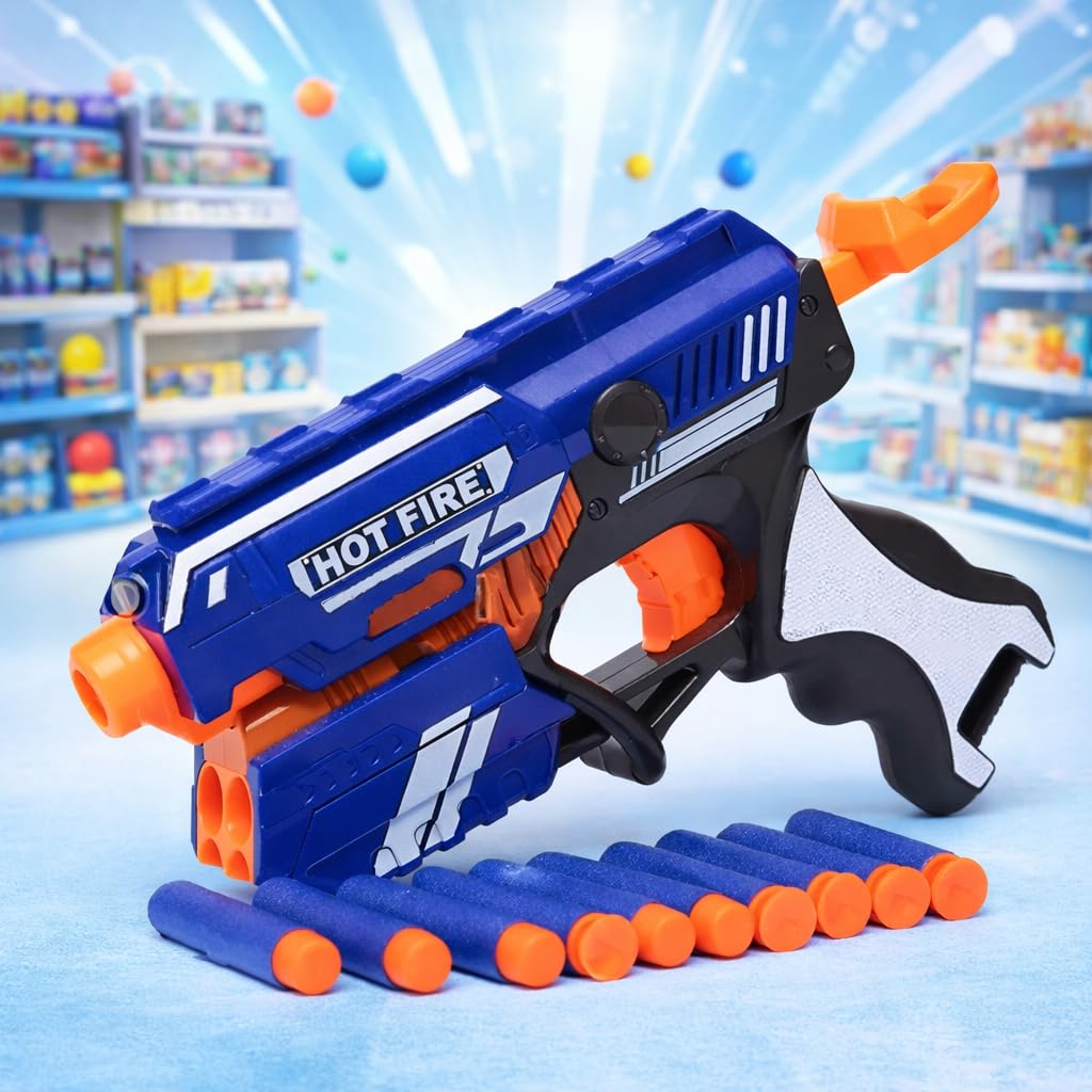 Toy Imagine Blaze Storm Gun for Kids 6-12 Air Soft Toy Gun Pistol with 10 Suction Darts Shooting Game for Boys 6+ Indoor Outdoor Sniper Toy Gift Gel Blaster Style Design Birthday Gift for Boys & Girls