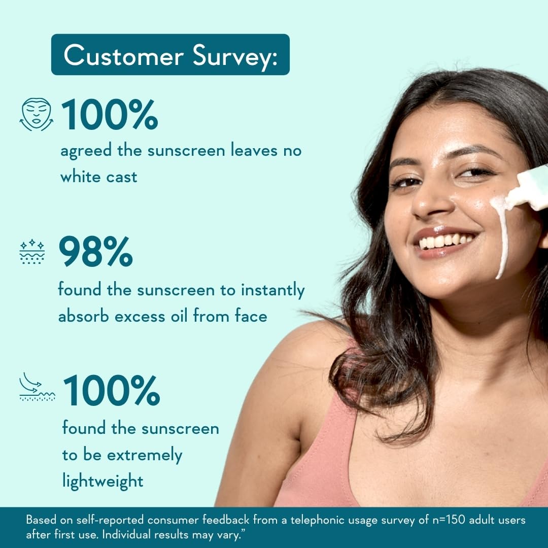 WishCare Niacinamide Oil Balance Fluid Sunscreen SPF 50 PA++++ In-Vivo Tested | 8Hrs+ SPF Protection | Lightweight, Matte & No White Cast | Photostable Sunscreen SPF50 For Oily Skin, Sensitive, Dry & Combination Skin | For Women & Men | 50 ml