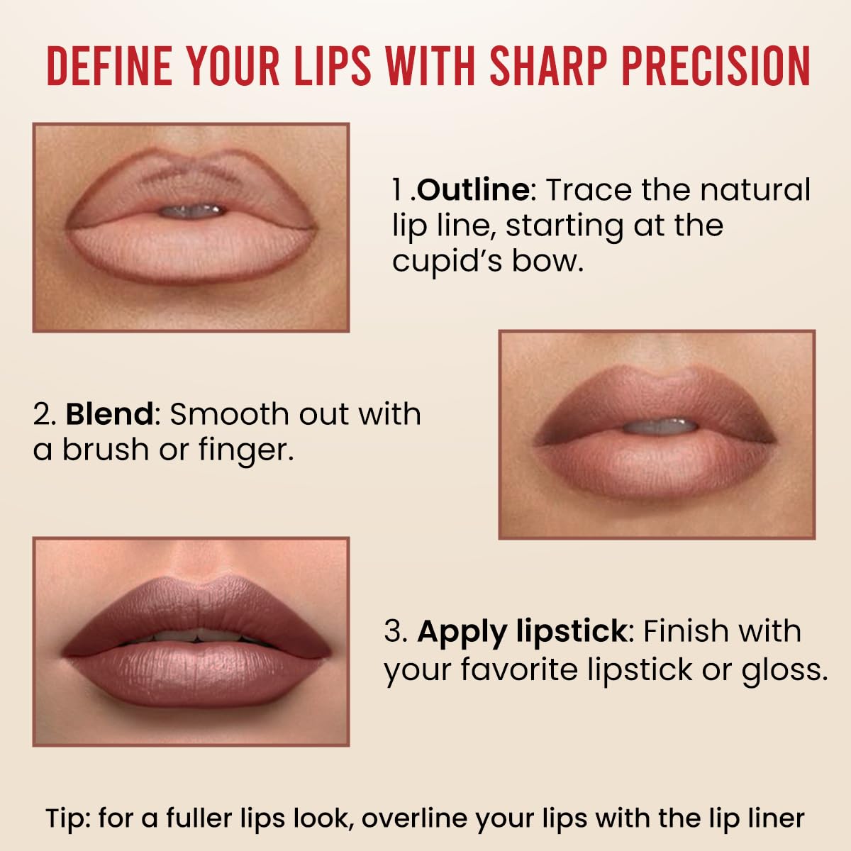 INSIGHT Color Rich Lip Liner| Intense Pigment| Enriched with Jojoba Oil & Vitamin E| Defines, Shapes & Nourishes Lips | Long-Lasting |Sultry Red -1.5g
