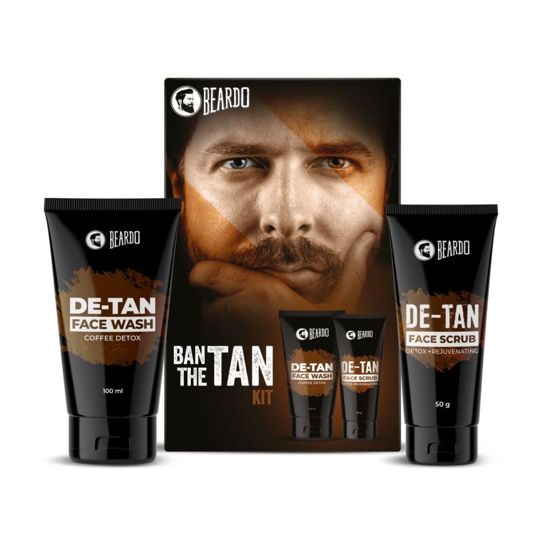Beardo Ban the Tan Kit | Grooming kit for men | Detan Facewash for men with Coffee extracts & Vitamin E| Detan Face Scrub for Men | Rakhi Gift Hamper for Brother | Gift for Brother | Gift for boyfriend