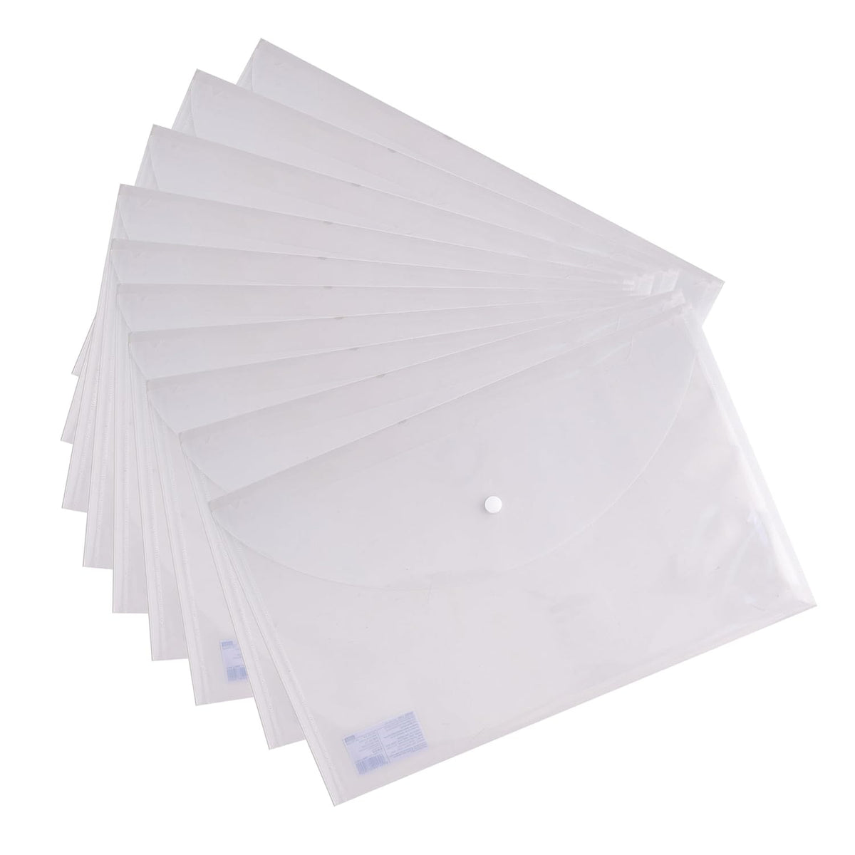 Linc A4 Size Transparent Button File | Transparent Document Organizer Folder | Folders for Student, Personal Use & Office Purpose, Pack of 10
