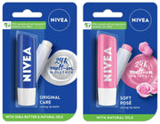 NIVEA Lip Balm, Original Care, 4.8g & NIVEA Lip Balm, Soft Rose, 4.8g