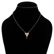 ASTRODIDI Brass 3 Zircon Stones Mangalsutra For Women Girls New Look Black Beads Chain Three Stones Mangal Sutra (Golden, Black)