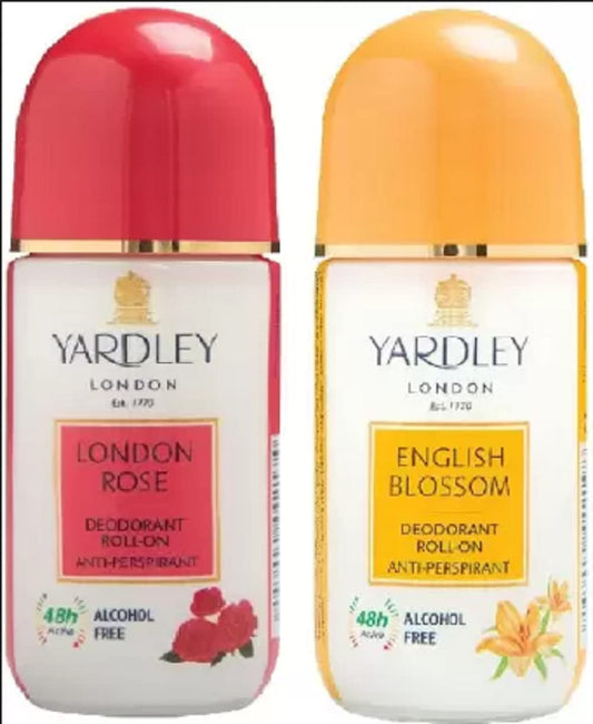 Yardley London English Blossom and London Rose Deodorant Roll-on - For Men & Women (100 ml, Pack of 2)