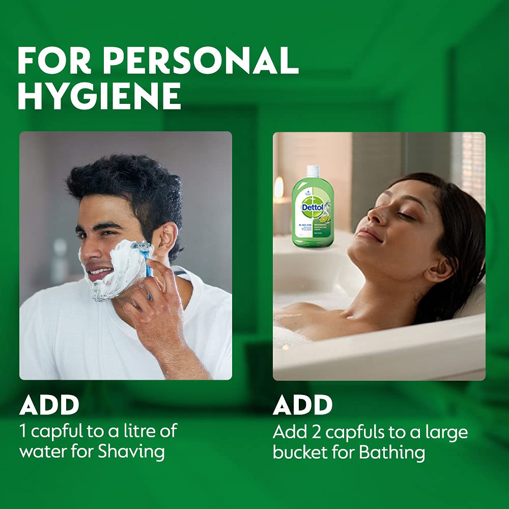 Dettol Liquid Disinfectant for Floor Cleaner, Surface Disinfection, Personal Hygiene (Lime Fresh, 1L) (Pack of 2)
