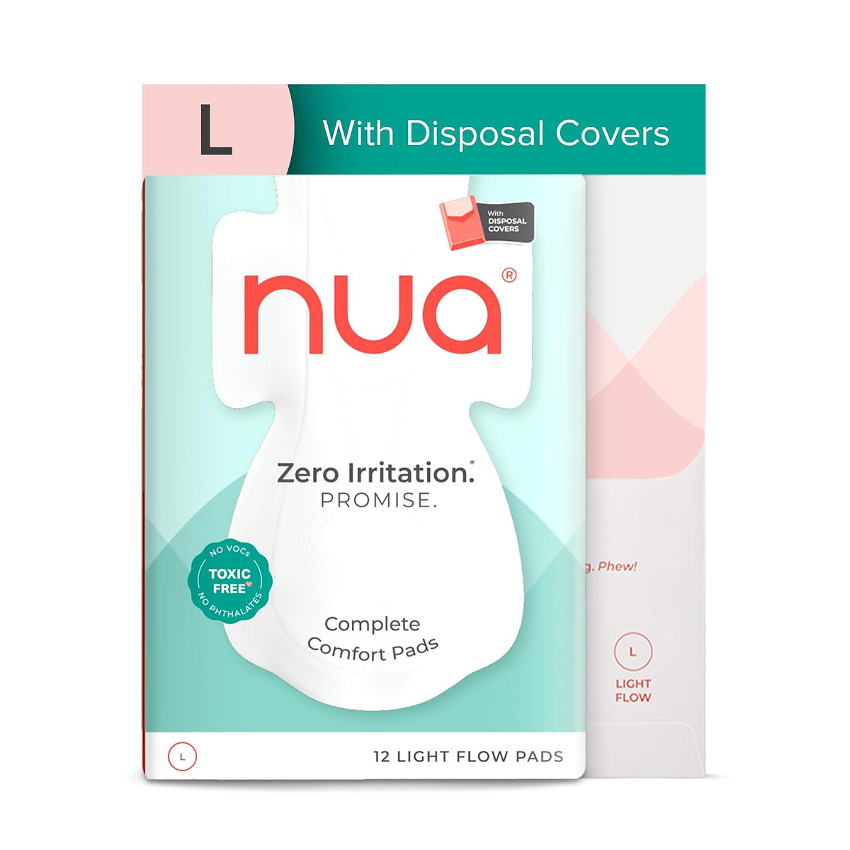 Nua Ultra-Safe Sanitary Pads For Women | 12 Ultra Thin Pads | Light-L | Safe on Skin | Toxic-Free & Rash-Free | Unscented | Leakproof | With 12 Secure Shield Covers| Made Safe