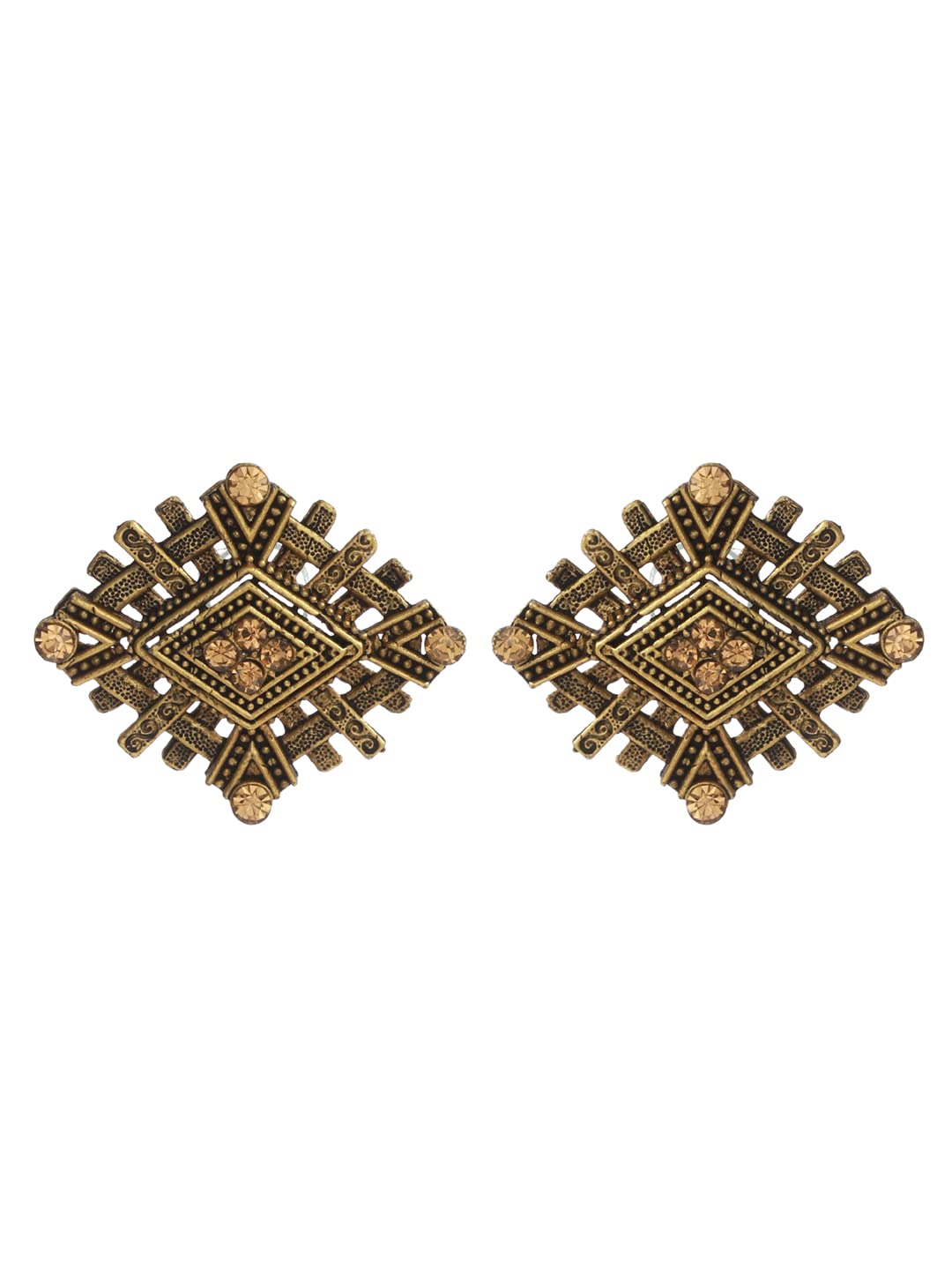 Priyaasi Stylish Studded Silver and Gold Plated Stud Earring Set of 2 for Womens - Modern Stylish Fashionable Earrings for Engagements, Anniversaries, Birthdays