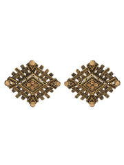 Priyaasi Stylish Studded Silver and Gold Plated Stud Earring Set of 2 for Womens - Modern Stylish Fashionable Earrings for Engagements, Anniversaries, Birthdays