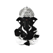 DIVINITI 999 Silver Plated Ganesha Idol for Home Decor Puja |Ganesh Idol for Home Decor Ganpati for Gift 3.5 inches |Ganesh Statue Gift for Office Desk Puja Room Figurine (8.89 x 5.08 cm) (Black)