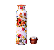 DSH Copper Bottles for 1 Litre Printed with Art Work, Travelling Purpose Bottles, Yoga Ayurveda Healing, 1000 ML (Design SM 14)