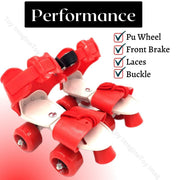 Toy Imagine® Roller Inline Skates for Kids | Adjustable Size Skating Shoes with Front Brake | 4 Pu Wheels | Skates for Boys & Girls Age 4-8 | Kids Roller Skates for School Sports(Red)