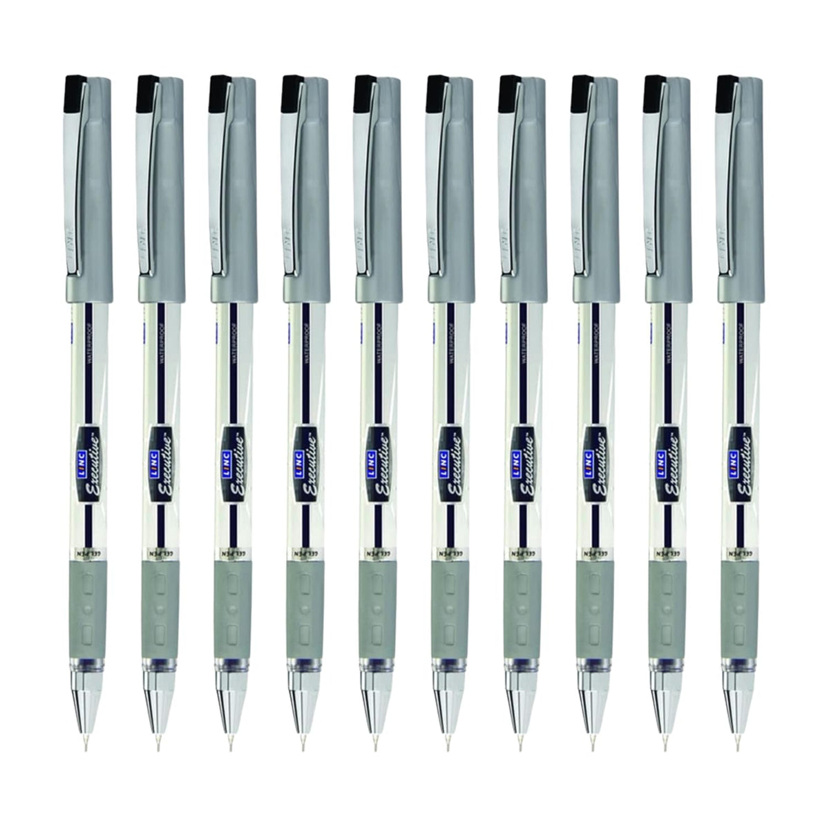Linc 0.55mm Executive SL-500 Gel Pen | Water-Proof Ink & Textured Grip (Black Ink, Pack of 10)