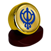 DIVINITI 24K Gold Plated Religious Car Dashboard Frame | Premium God Idol Frame for Car, Home Mandir & Office Table | Spiritual Gift, Decorative Showpiece | Khanda Sahib