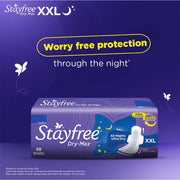 Stayfree Dry Max All Night XXL Sanitary Pads For Women | 28 Pads | Dry Cover | Provides Dry Feel for Up to 12 Hours | Super Lock Gel Pockets to Absorb Heavy Flow