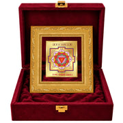 DIVINITI 24K Gold-Plated Dhan Akarshan Yantra Frame | Sacred Prosperity Yantra for Wealth, Growth & Positivity | Home, Office & Pooja Decor | Premium Gift Box | 12 x 11 CM