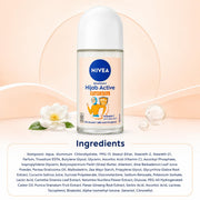 NIVEA Hijab Active Bright & Dry Anti-Perspirant Roll-On Deodorant for Women, 48H Protection, Vitamin C & Anti-Bacterial Formula, 0% Alcohol, 50 ml