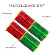 NMII Glass with Plain Simple Design Glossy Finished Zari Studded Multicolour Bangles For Women and Girls | Pack of 104 Bangles