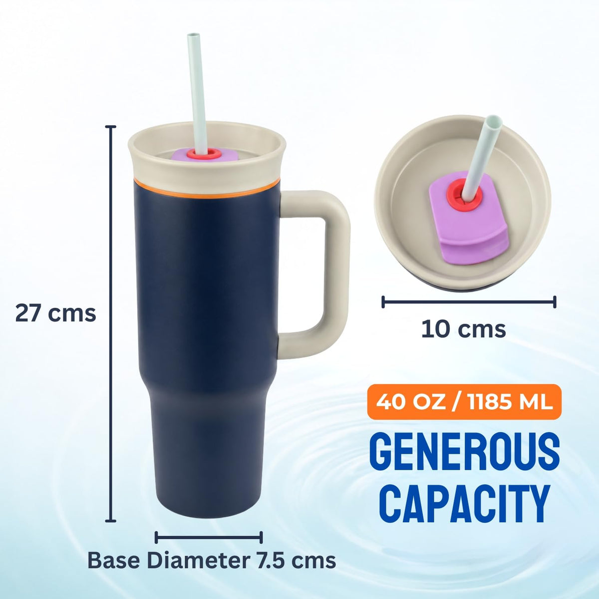 Toy Imagine 1200ml Insulated Tumbler with Handle & Straw, Stainless Steel