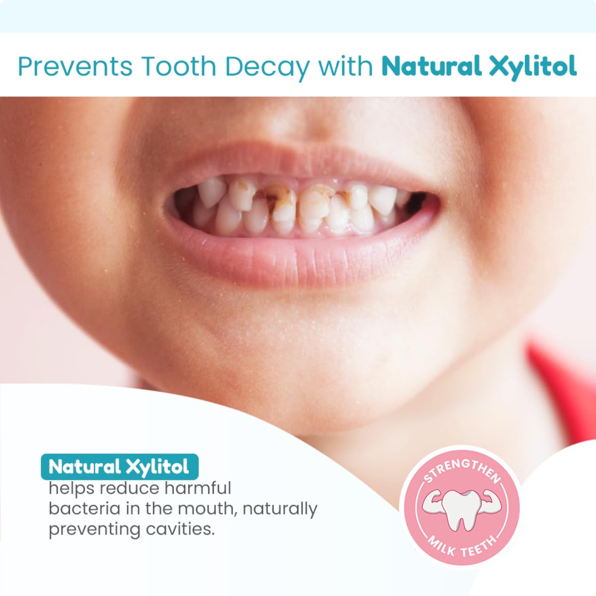Mother Sparsh Natural Toothpaste for Kids-50g, Strawberry | Strengthens Gums, Whitens Teeth | Preservative & Fluoride Free Baby Toothpaste | Anti Cavity + Enamel Care
