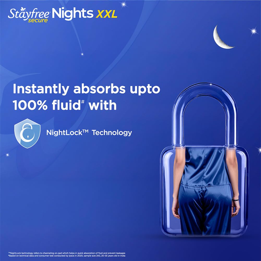 Stayfree Secure Nights XXL Sanitary Pads for Women | 98 Pads Combo Pack| Cottony Soft Cover | Upto 100% leakage protection | Buy XXL at XL price | Absorbs 2x Faster with Wider Back (SFSN40x2+20)