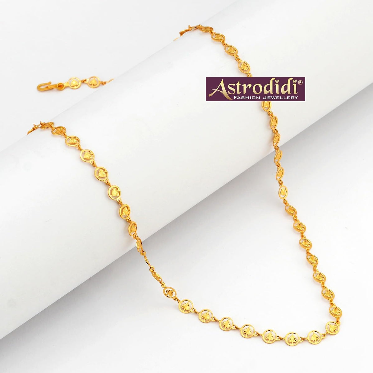 ASTRODIDI Gold Plated Chain | 24 Inch Stylish Light Weighted Golden Brass Neck Chain For Girls Women Men Boys (CHAIN-BALA-13)