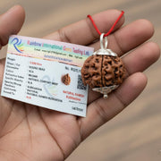 ASTRODIDI Ganesh Rudraksha Original Certified Silver Plated Pendant | Natural Nepali Ganesh Ji Rudraksh Bead | Astrological Benefits | Unisex Design for Men & Women (Color: Brown)