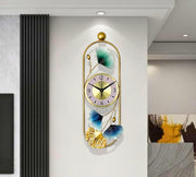 DSH Metal Hanging Handmade Wall Clock Multicolor Ticking Sound (26 X 10 Inch) for Bedroom Drawing Room Hall Dining Room Metal Wall Hanging (Clock Oval)