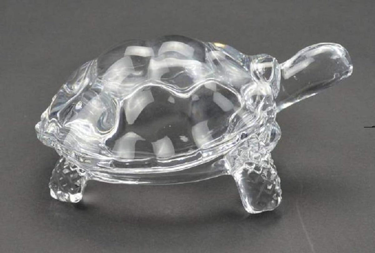 ASTRODIDI Crystal Glass Tortoise Kachua Turtle for Vaastu and Feng Shui (Standard, White)