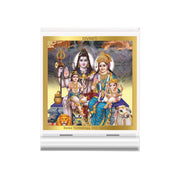 DIVINITI 24K Gold Plated Religious Car Dashboard Frame | Premium God Idol Frame for Car, Home Mandir & Office Table | Spiritual Gift, Decorative Showpiece | Shiv Parivar