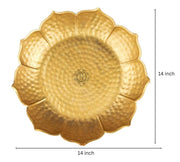 DSH Urli Bowl Round Flower Border Designer Bowl for Flowers and Tea Light Candles Home, 14 Inches Urli (Large), Office and Table Decor Best Gifts for Diwali Decor, Gold