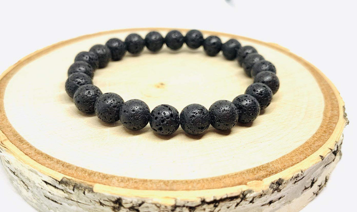 ASTRODIDI Lava Stone & Lava Stone Bracelet for Unisex Adult (Black_49.9gm)