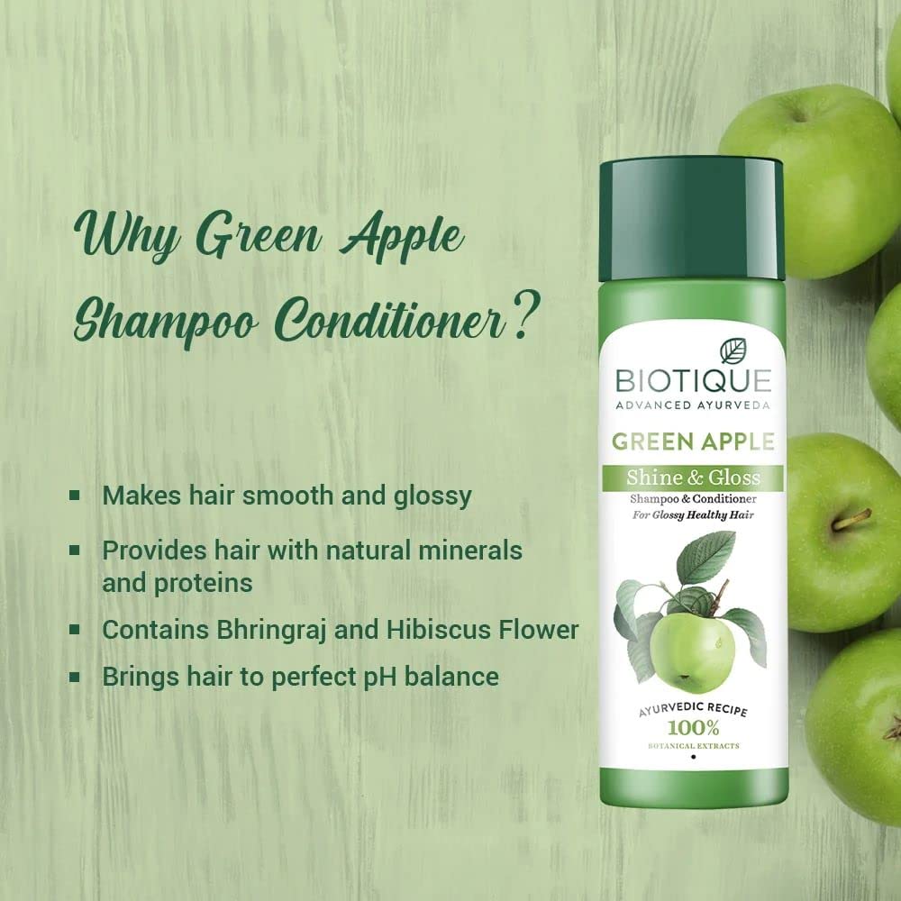 Biotique Fresh Daily Purifying Shampoo and Conditioner, Green Apple, 190ml
