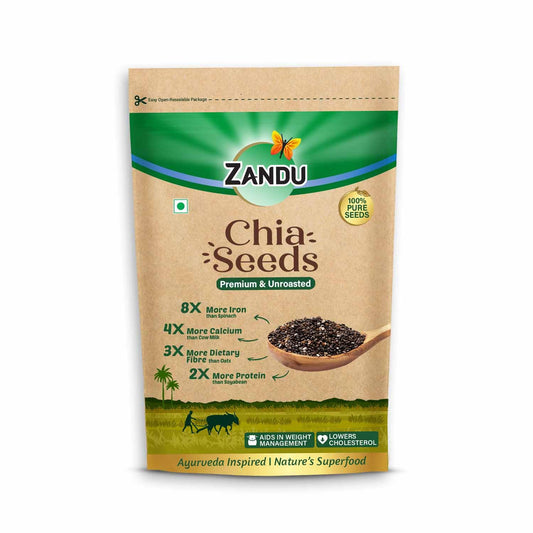 Zandu Chia Seeds, 200g I Premium & Raw Seeds I Rich in Omega-3 Fatty Acids I Helps in Weight Management