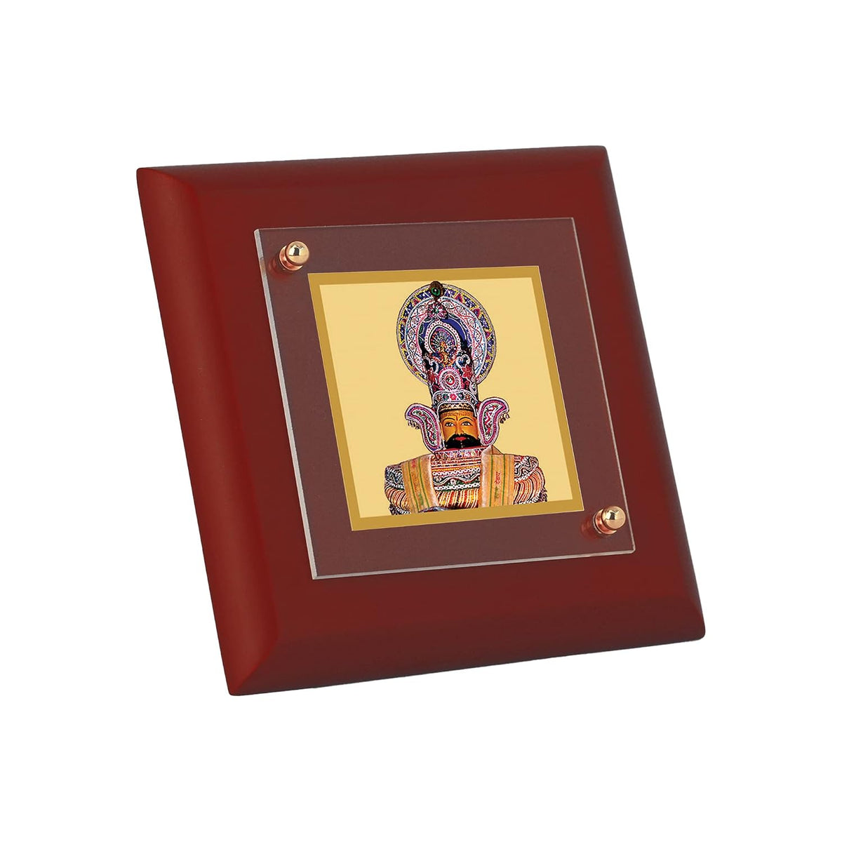 DIVINITI Khatu Shyam Ji 24K Gold Plated MDF Photo Frame|Premium Religious Table Top Frame for Home, Office & Prayer Room|Luxury Spiritual Gift Item for Housewarming, Festive Gifting|10 x 10 CM