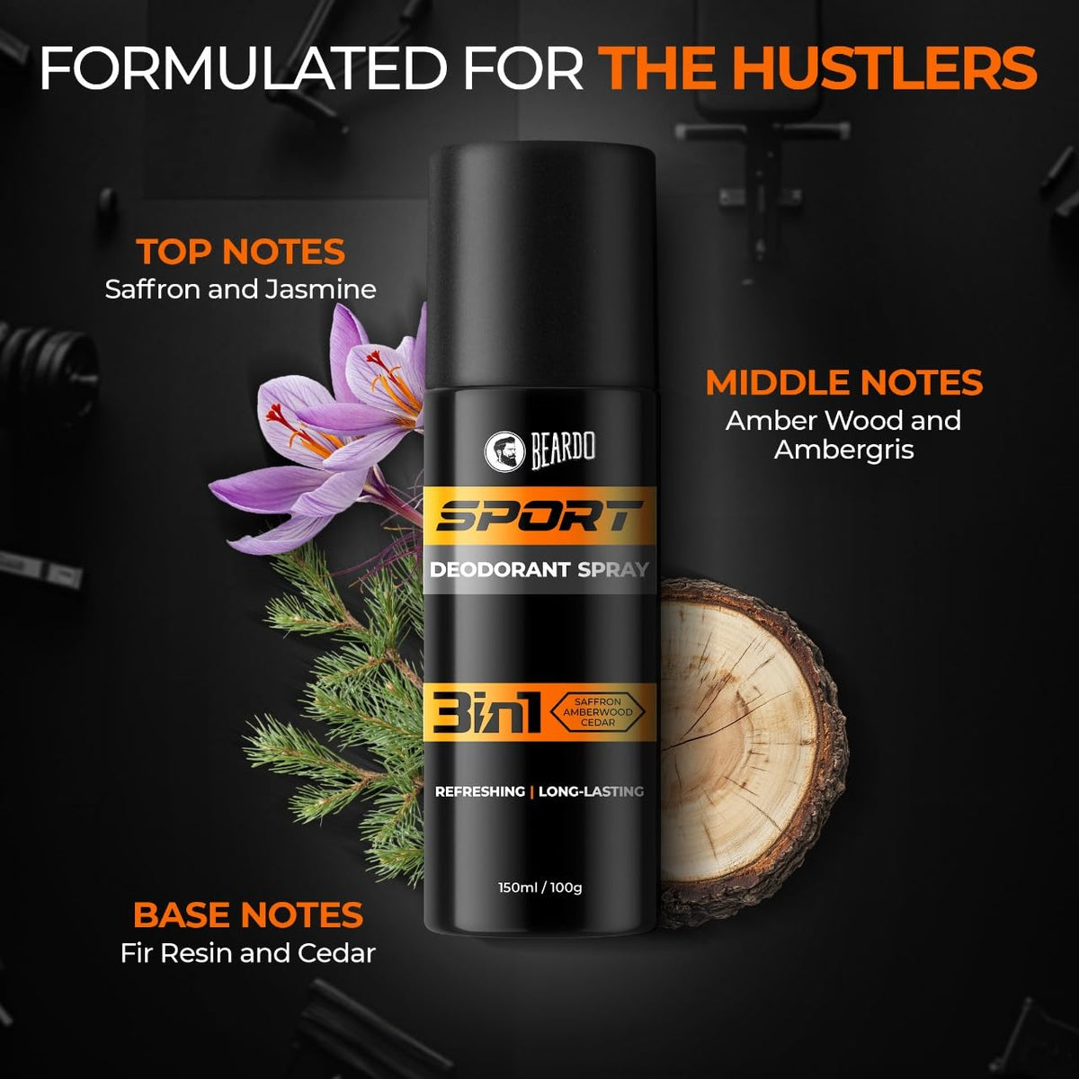 Beardo Sport Energy Deodorant Spray 150Ml | Body Spray Perfume For Men | Deo For Men | Fresh Long-Lasting Deodorant Spray