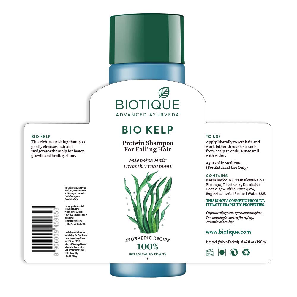Biotique Bio Apricot Refreshing Body Wash, 190ml and Biotique Bio Kelp Fresh Growth Protein Shampoo, 190ml (Pack of 2)