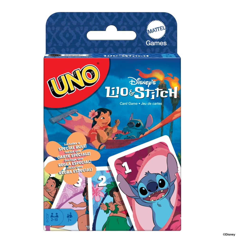 Mattel Games UNO Lilo & Stitch Card Game, Ages 7+, 2-10 Players