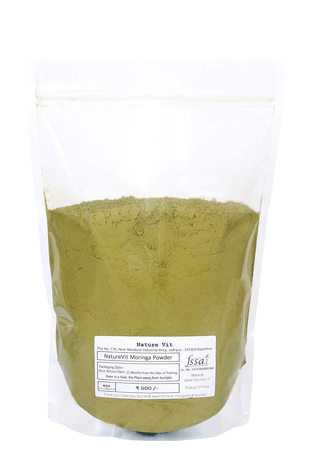NatureVit Moringa Leaf Powder, 1kg | Natural Superfood Supplement | Rich in Vitamins, Minerals & Antioxidants | Vegan & Gluten-Free