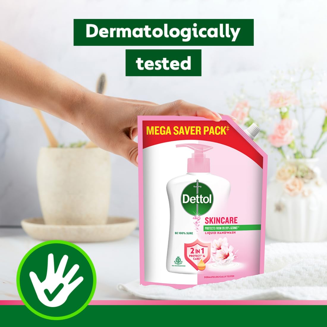 Dettol Liquid Handwash Refill - Skincare Moisturizing Hand Wash, 1350 ml, Pack of 2