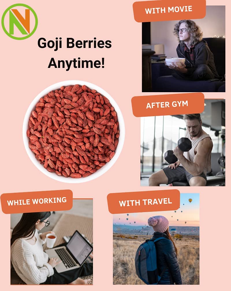 NatureVit Goji Berries 100g | Dried Superfruit Snack | Rich in Antioxidants, Vitamins & Fiber | Immune Booster & Skin Support | Healthy Dried Berries for Snack