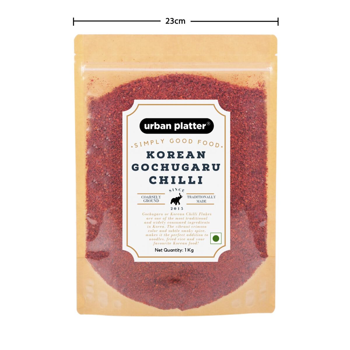 Urban Platter Korean Gochugaru Hot Pepper Powder 1Kg [Coarse Ground Korean Dried Chilli Peppers | Smoky & Spicy| Use for Kimchi and Other Korean Dishes]