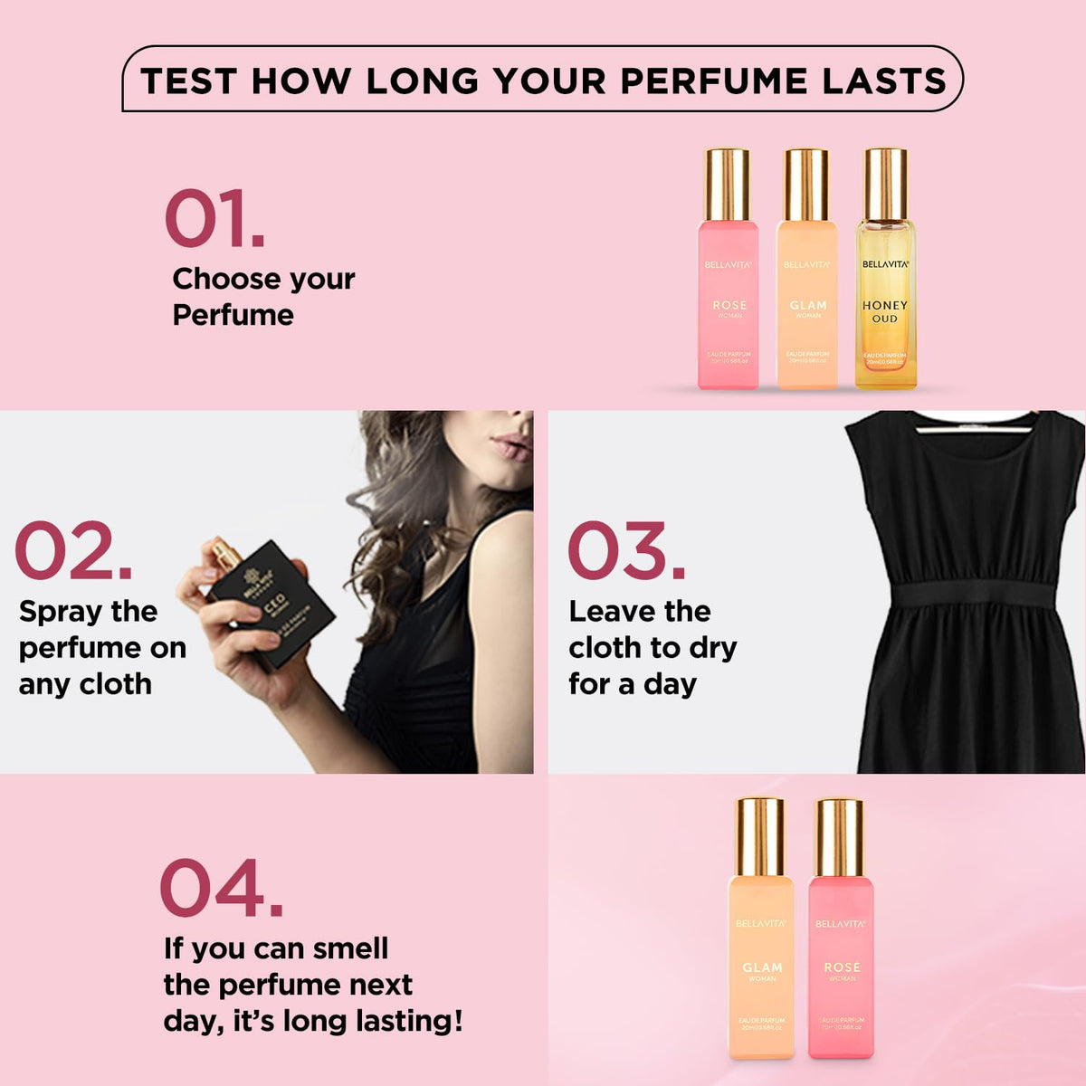 Bella Vita Luxury Glam & Rose Women Floral Perfume Combo With African Orange, Jasmine, Pink Pepper & Patchouli | Liquid Edp Fragrance Scent, Pack Of 2, 20 Ml Each