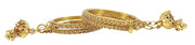 NMII Non-Precious Metal Base Metal with Leaf Shaped and Bracelet Bells Glossy Finished Latkan Kada Set For Women and Girls