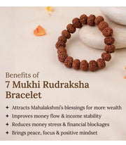 RUDRADIVINE 7 Mukhi Rudraksha Bracelet, Brown Round Bead