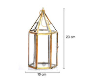 DSH Brass Diya for Pooja with Glass Cover Lantern, Decorative Brass & Glass Akhand Deepak Oil Lamp,Tea Light Holder Lantern for Durga Pooja & Diwali (Big)