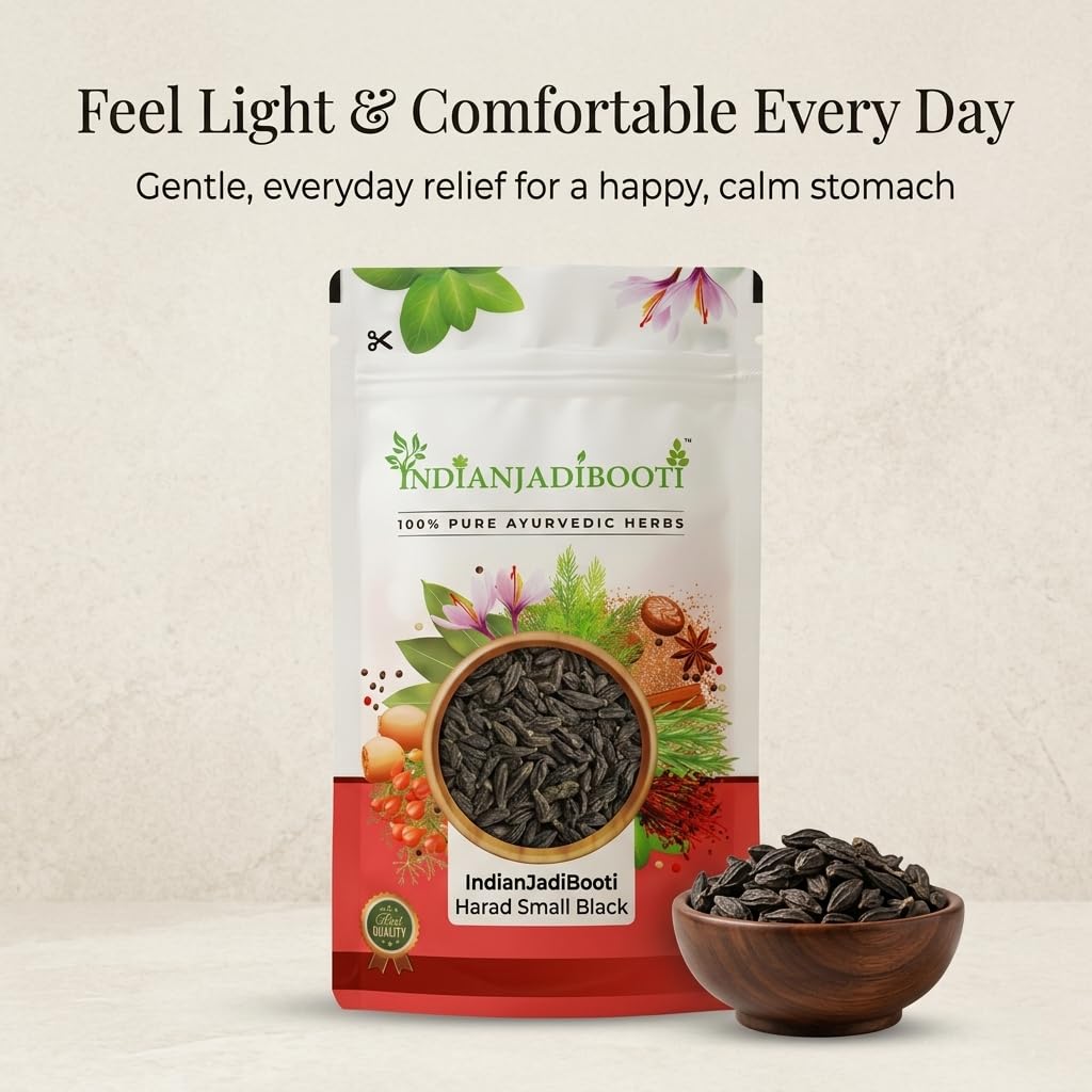 IndianJadiBooti Harad Small Black (Kali Harad) | Terminalia Chebula for Gas & Digestion | Choti Harad/Bal Harad/Himej | Sun-Dried & Whole | 900g Pack of 2
