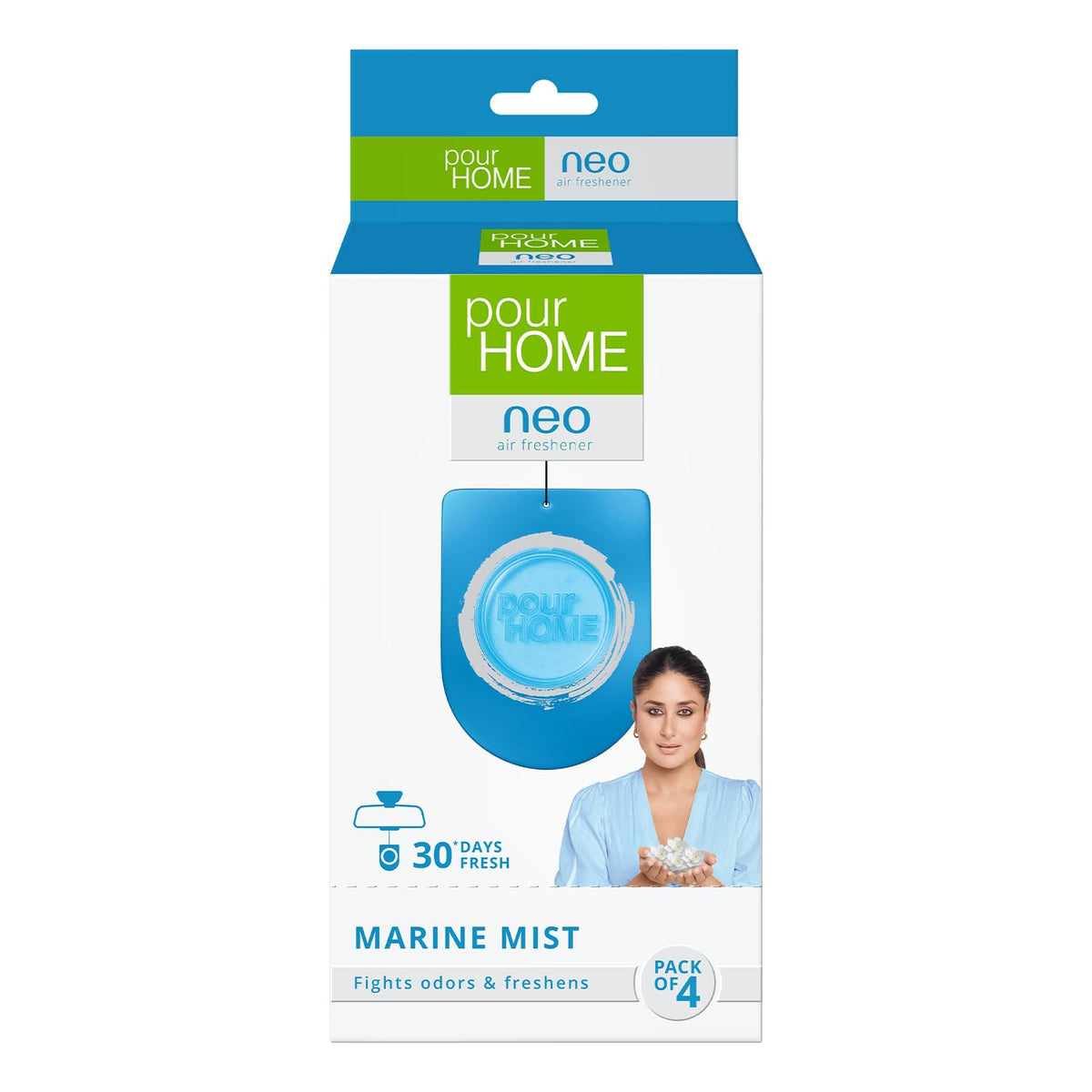 POUR HOME Marine Diffuser Neo Marine Mist Twist Air Freshener – Pack of 4 (30g Each) | Odor Eliminator, Long-Lasting Fragrance (4 x 7.5 ml)